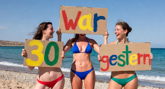 Erwachsene am Strand auf Malta während eines LISA! Bildungsurlaubs 30 Plus genießen Sonne, Gemeinschaft und Englischlernen in entspannter Atmosphäre