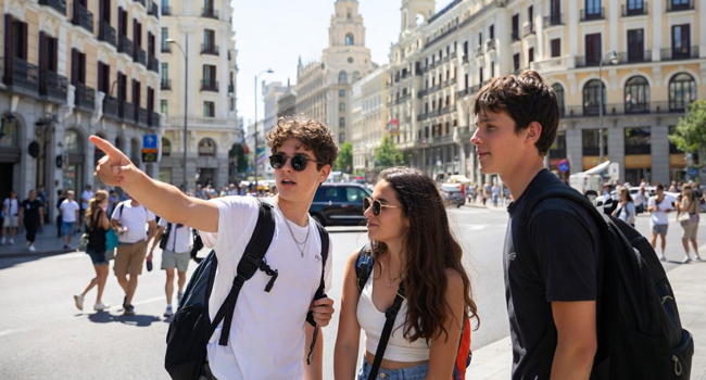 Madrid entdecken mit LISA! Sprachreisen für Young Adults Teilnehmer erkunden die Sehenswürdigkeiten von Madrid während eines Spanisch-Sprachkurses für Young Adults