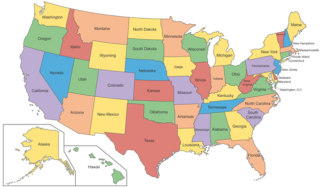 LISA-Lexikon-Sprachreisen-Englisch-USA-Bundesstaaten-Uebersicht-Bunt