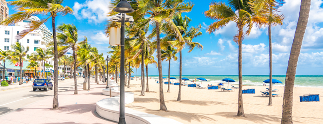 LISA-Sprachreisen-Erwachsene-Englisch-USA-Fort-Lauderdale-Palmen-Strand-Promenade-Meer