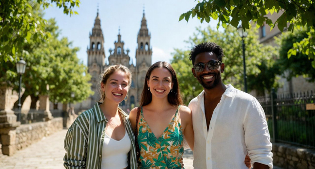 3 Arbeitnehmer im Intensivsprachkurs Bildungsurlaub in Santiago de Compostela