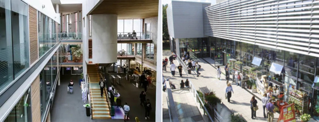 Bilder der modernen Library an der Universität Portsmouth