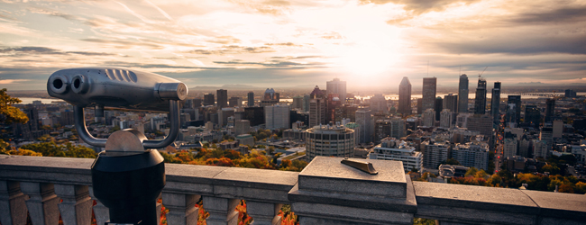 LISA-Sprachreisen-Schueler-Englisch-Franzoesisch-Kanada-Montreal-Ausblick-Skyline-Sonnenuntergang