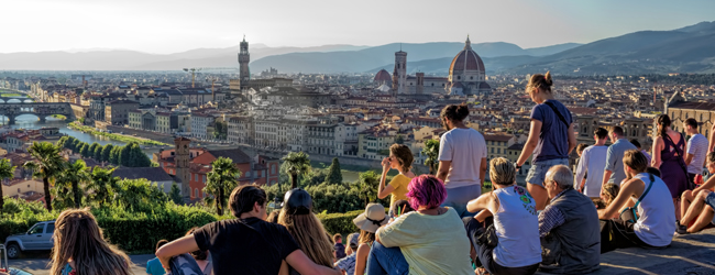 LISA-Sprachreisen-Schueler-Italienisch-Italien-Florenz-Aussicht-Sonnenuntergang-Piazza-Michelangelo